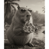 Pizza Capybara with sunglasses