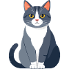 Blue Gray Cat Friend Illustration