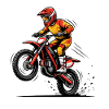Motocross Rider Yellow Red Action