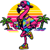 Flamingo Beach Party Neon Design