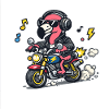 Flamingo Biker on Motorcycle
