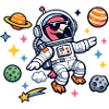 Astronaut Cartoon in Space Flamingo