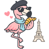 Pariser Flamingo mit Croissant