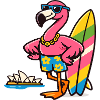 Flamingo Surfing with Sunglasses