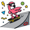 Flamingo skater on ramp board