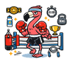 Flamingo Boxkampf im Ring