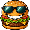 Cool cheeseburger with sunglasses summer
