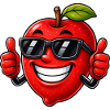 Cool apple with sunglasses comic style