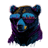 Neon bear with skyline glasses