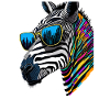 Regenbogenzebra mit Brille