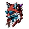Fuchs-Neon mit Brille