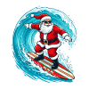 Christmas In July Surfing Santa Claus