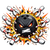 Angry bowling ball in explosion design
