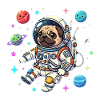 Astronaut Pug Dog Space Space