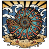Ammonite Nautilus Beach Ocean Shell Retro