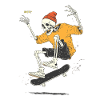 Skelett-Skateboarder Winterlook