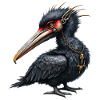 Mechanical bird with skull necklace