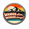 Retro Mountain Sunset Hiking Badge