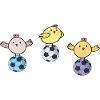 Chicks on footballs