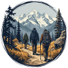 Mountain Hikers Trail Circle Illustration Tee