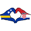 Curacao Croatia Flag Hands Heart Shape