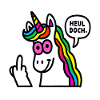 Regenbogen Unicorn Mittelfinger