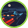 Retro Synthwave Cyberpunk Sportwagen-Abzeichen