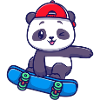 Panda Skater in Red Cap