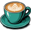 Teal Latte Art Coffee Mug