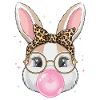 Bunny with glasses and bubblegum