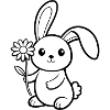 Cute Bunny holding Daisy Flower