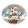 Pirate ship on the open sea