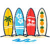 Tropical Surfboards Beach Vector Art