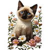 😻 Siamkatze unter Blumen – Ölgemälde