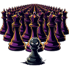 Lonely peasant against king's army