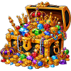 Royal treasure chest full of gemstones
