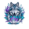 Crystal Wolf in Lotus Wreath