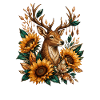 Hirsch mit Sonnenblumenkranz