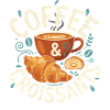 Breakfast Funny Coffee Croissants Brunch Pancake
