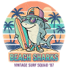 Retro Surfer Shark Beach Vacation