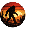 Retro Bigfoot Sunset in Forest