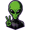 Green Alien Peace Sign