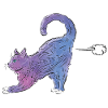 Bunte Katze streckt Aquarell