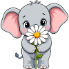Kleiner Elefant mit Gänseblümchen