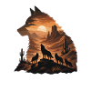 Desert Wolf Sunset Silhouette