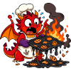 Fire Dragon Cook Burns Cookies