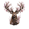 Rosy deer with crystal flowers
