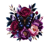 Fleurs violettes et papillon bleu