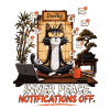 Zen Cat Meditates Amid Notifications