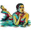 Femme pop art dans l’eau